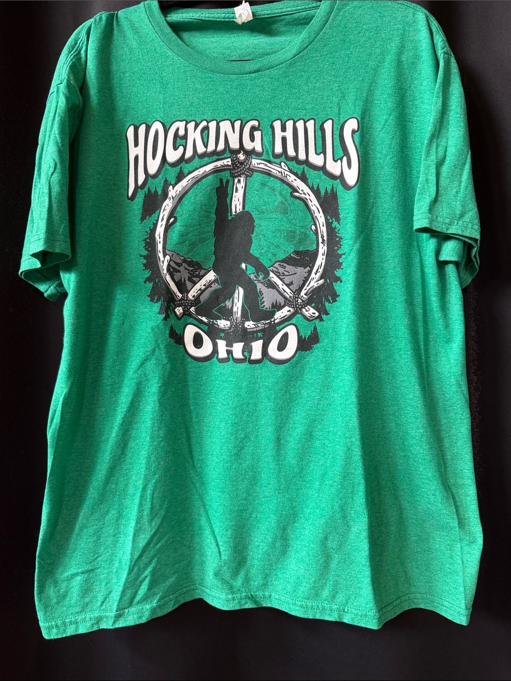 BIGHOOT LOVERS! Green Hocking Hills Ohio Graphic Tee Shirt